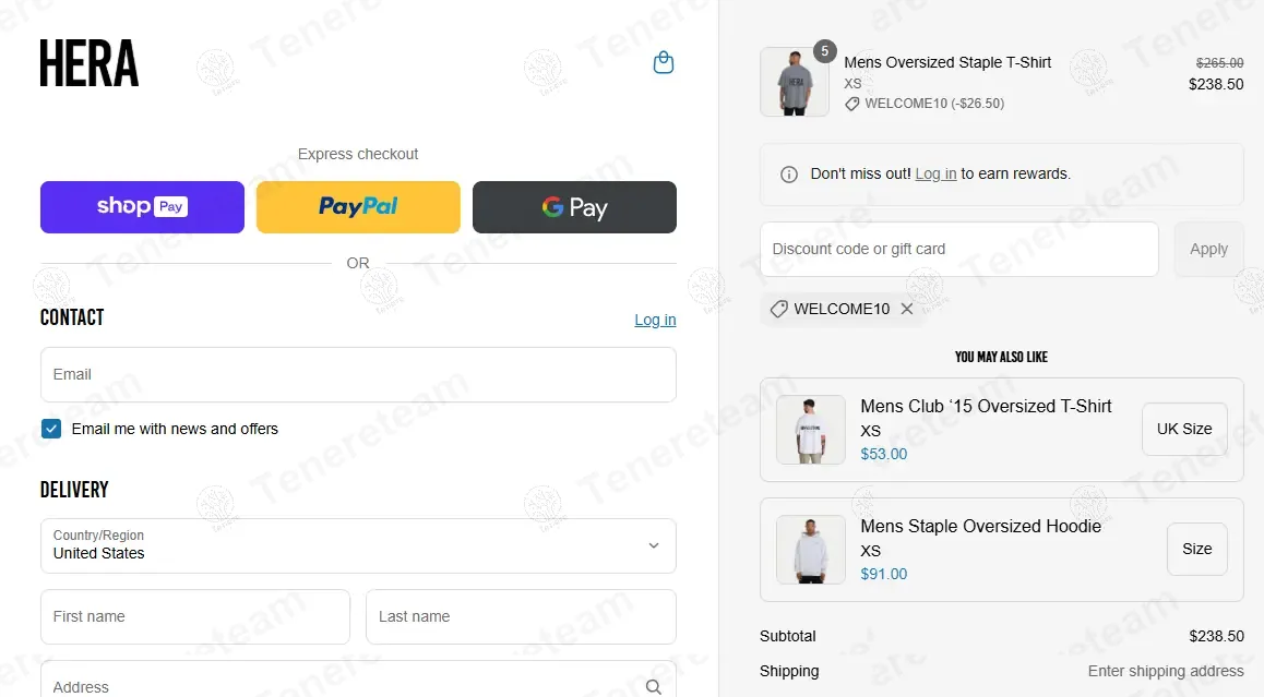 HERA Clothing coupon code: 10% off with Welcome10. Tested and valid as 1 year ago.