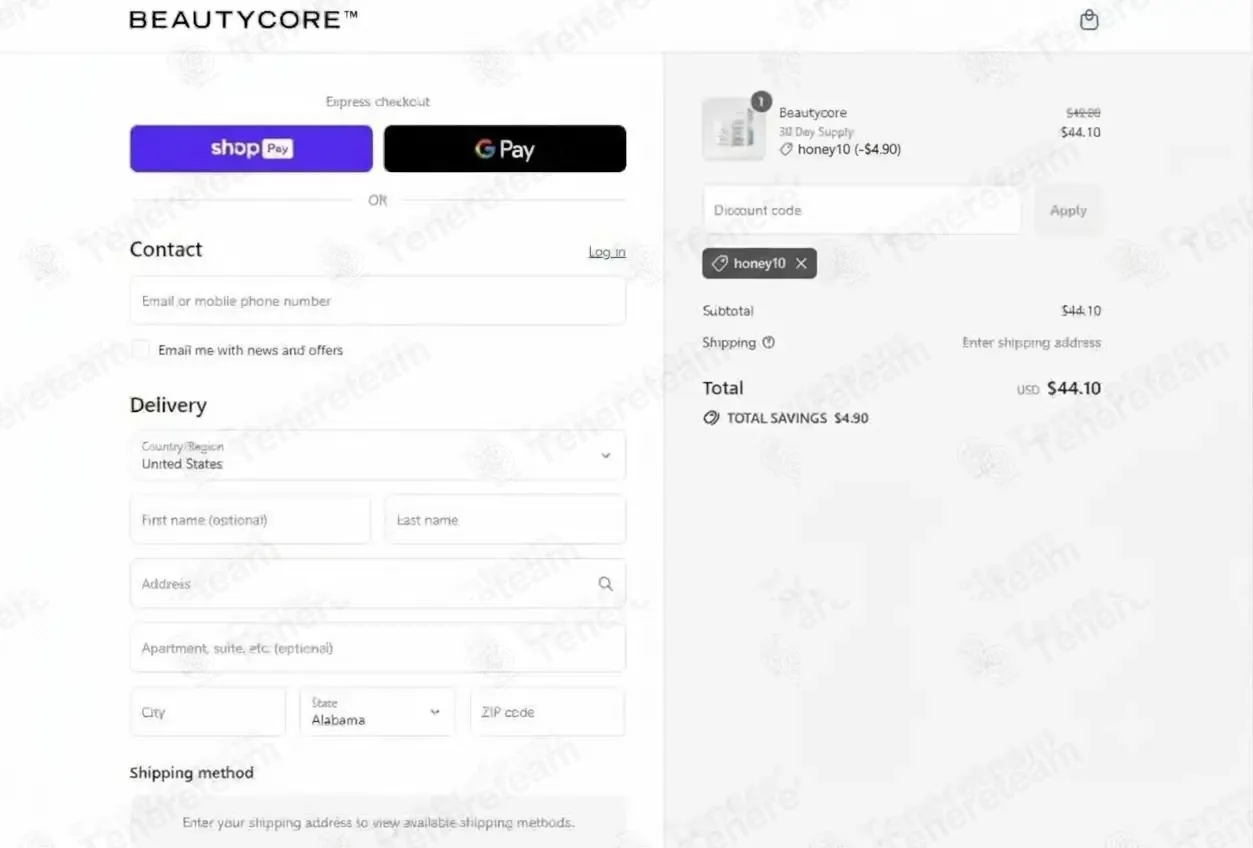 Beautycore coupon code verified as working at checkout