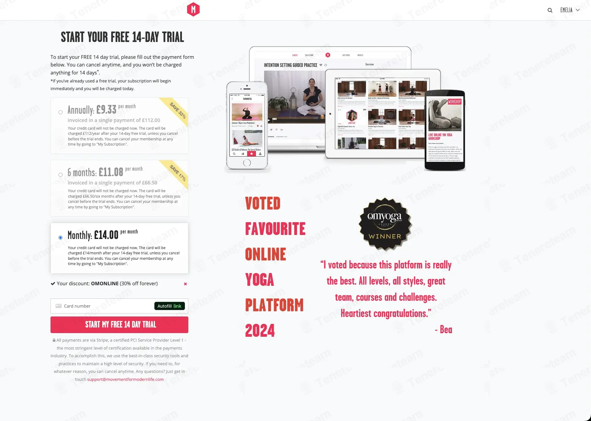 Movement For Modern Life coupon code: 30% off with OMONLINE. Tested and valid as 4 weeks ago.