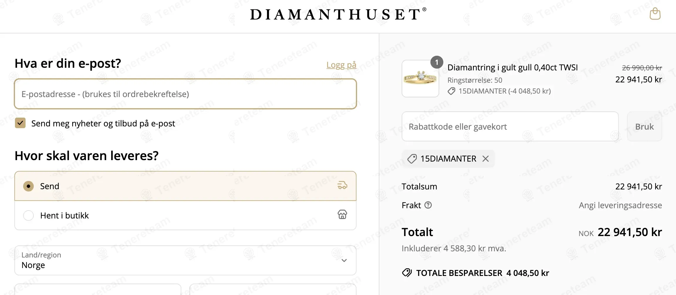 Diamant Huset NO coupon code: 15% off with 15DIAMANTER. Tested and valid as 1 year ago.