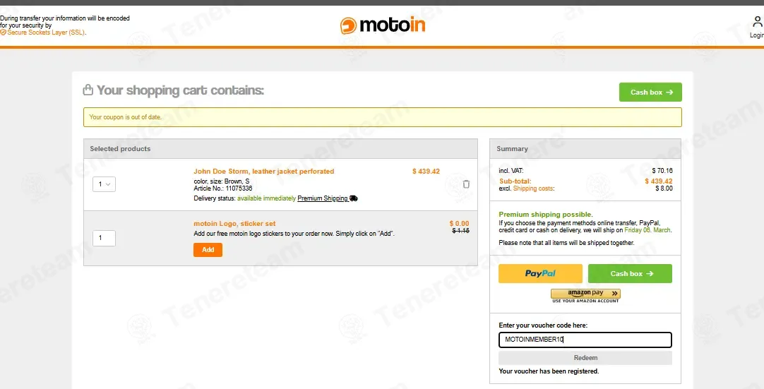 Motoin coupon code: 10% off with MOTOINMEMBER10. Tested and valid as 4 months ago.