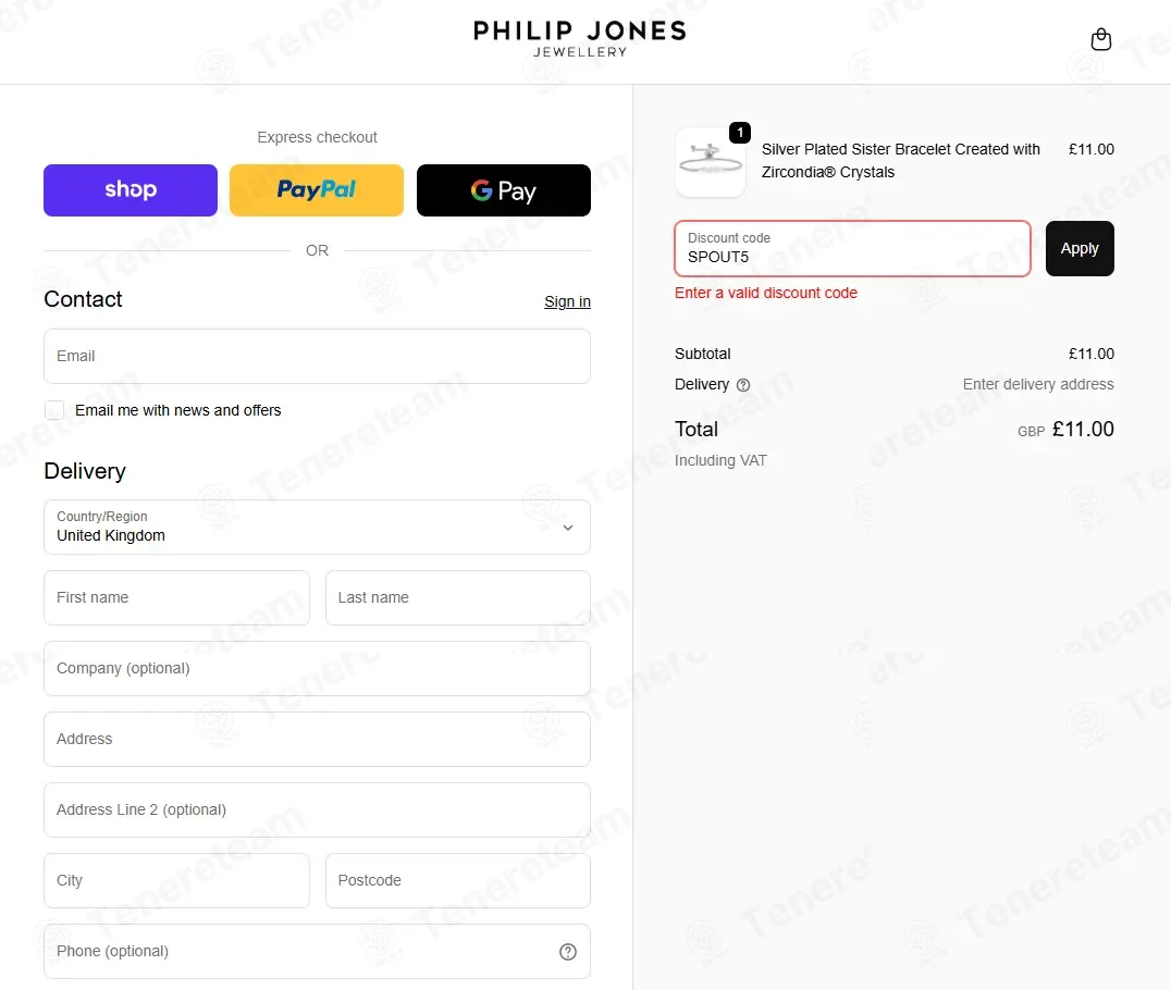 Philip Jones Jewellery coupon code: 5% off with SPOUT5. Tested and valid as 2 months ago.