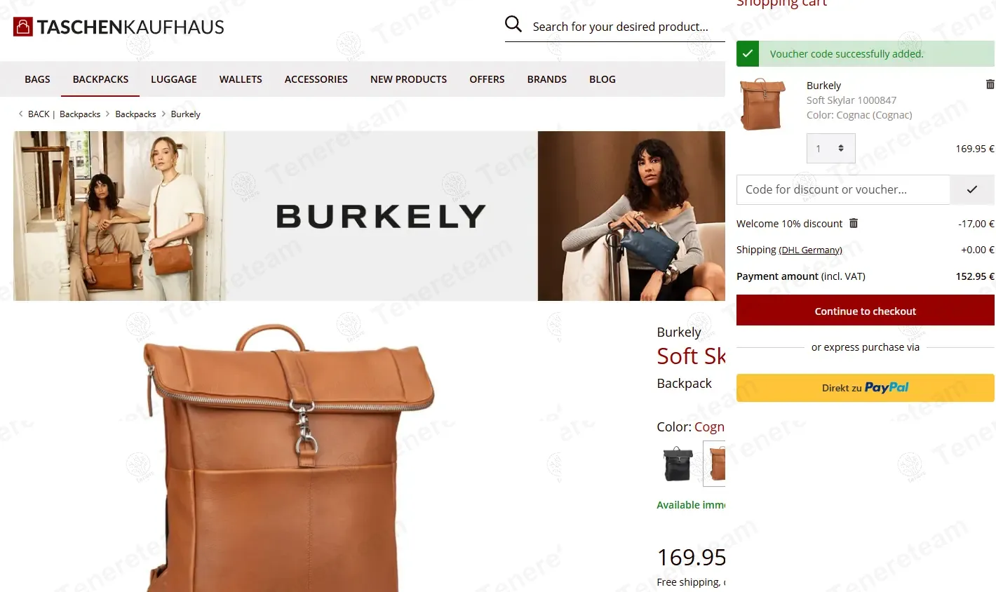 Taschenkaufhaus DE coupon code: 10% off with 123VUYVN89. Tested and valid as 1 year ago.