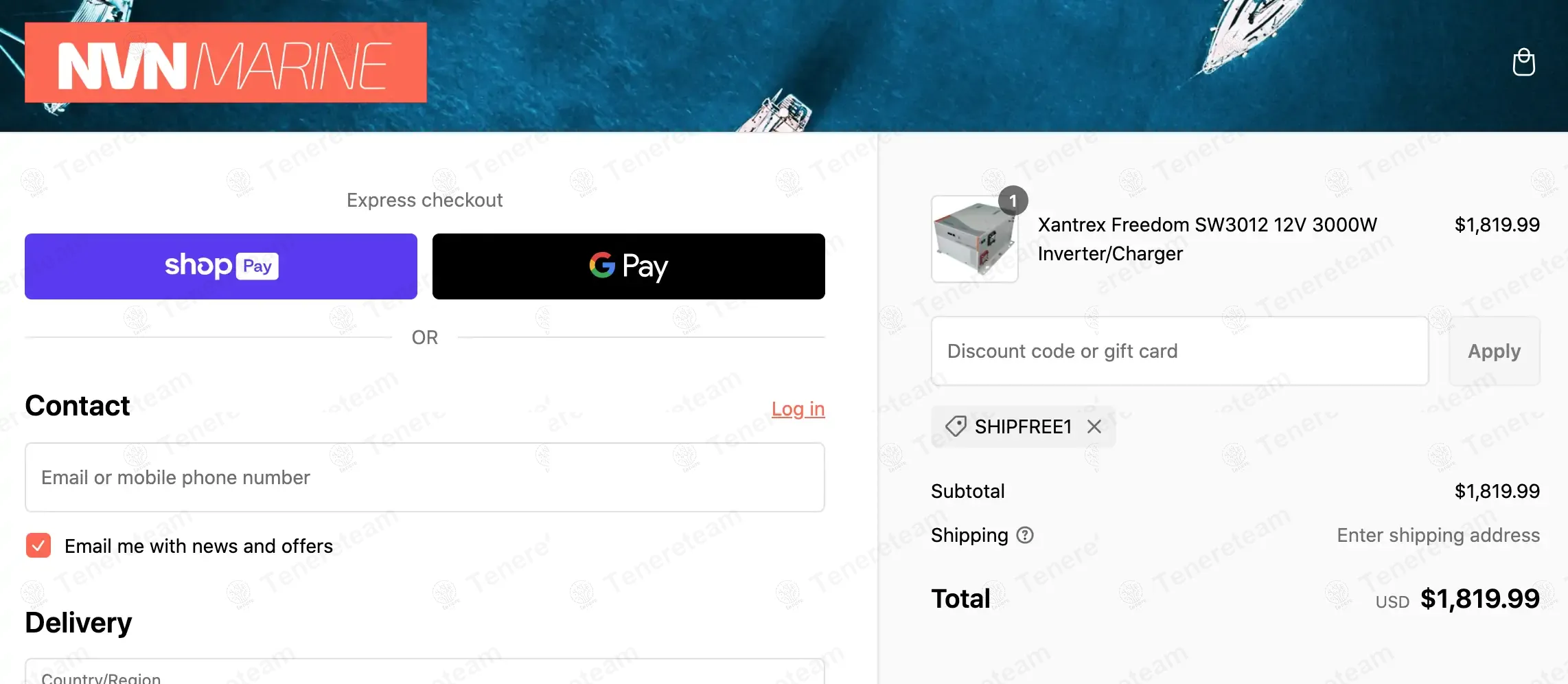 Nvn Marine coupon code verified as working at checkout