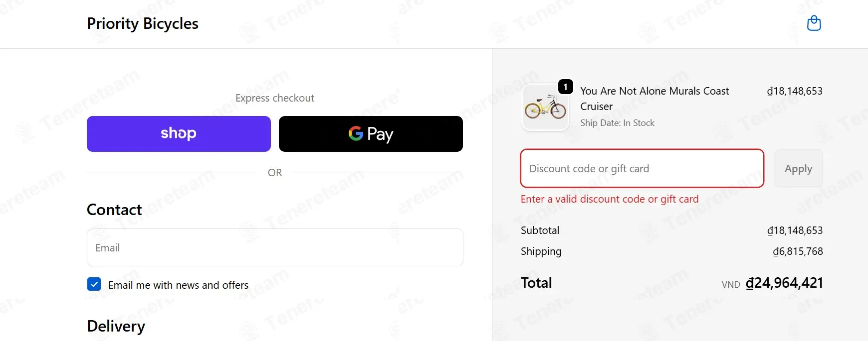 Priority Bicycles coupon code: $60 off with SPRINGBIKE25. Tested and valid as 4 months ago.