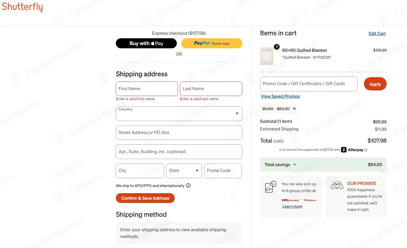 Shutterfly coupon code: 40% off with WU40. Tested and valid as 1 month ago.