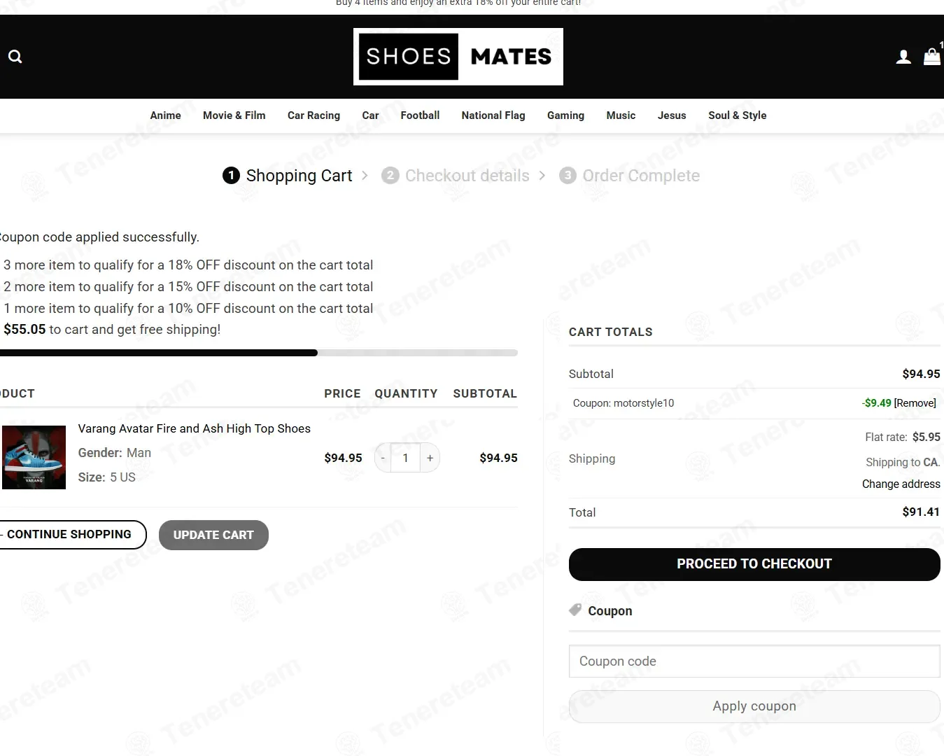 Shoesmates coupon code: 10% off with MOTORSTYLE10. Tested and valid as 1 month ago.