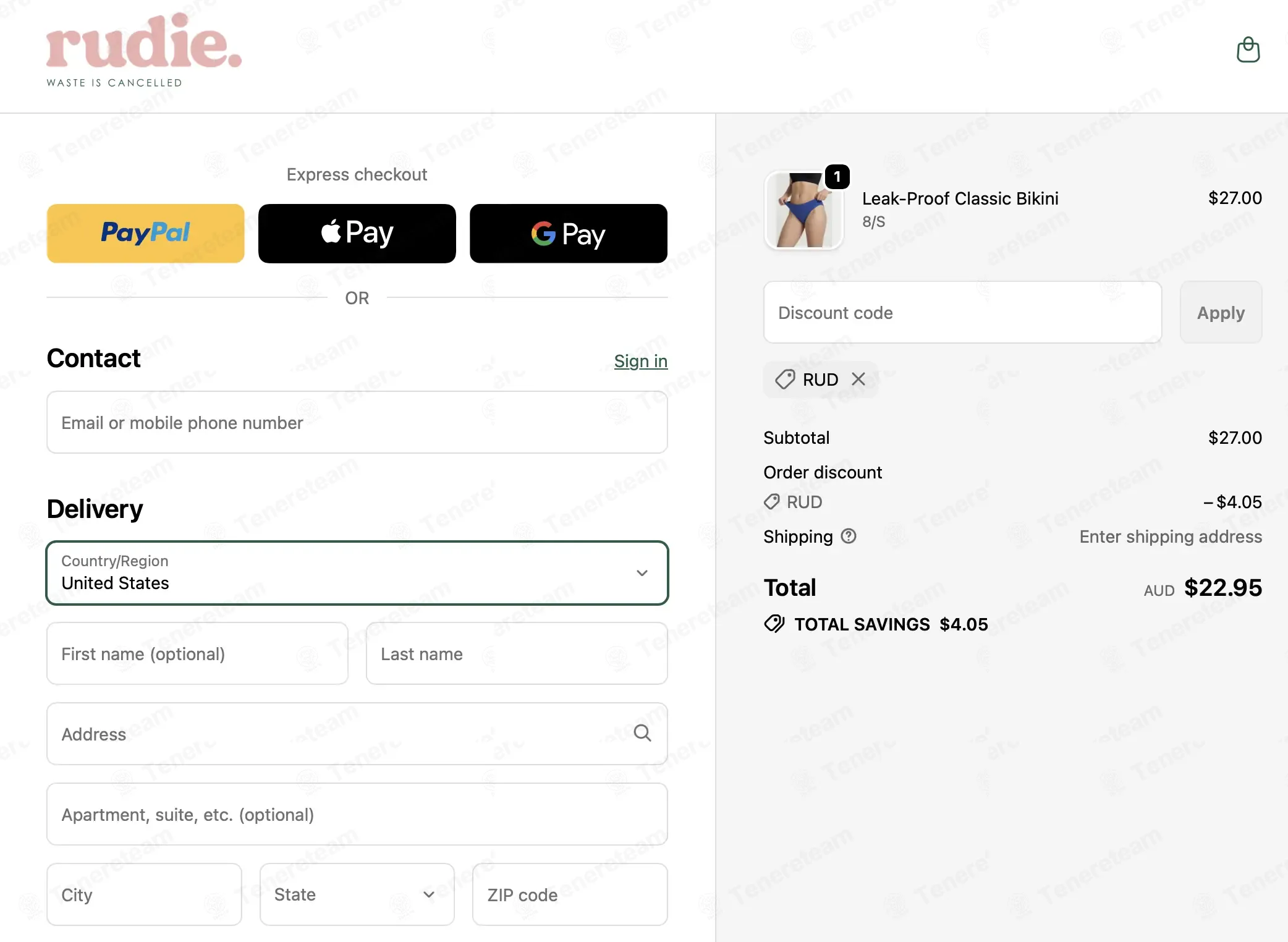 Rudie AU coupon code: 15% off with RUD. Tested and valid as 4 months ago.