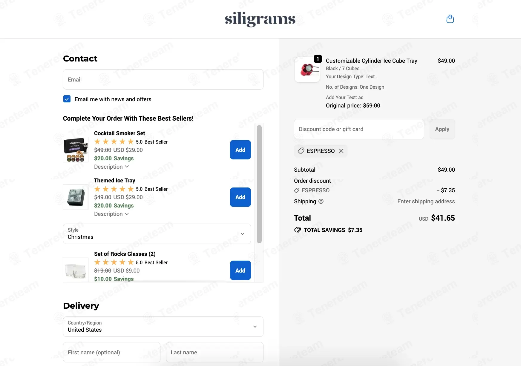 Siligrams coupon code: 15% off with ESPRESSO. Tested and valid as 8 months ago.