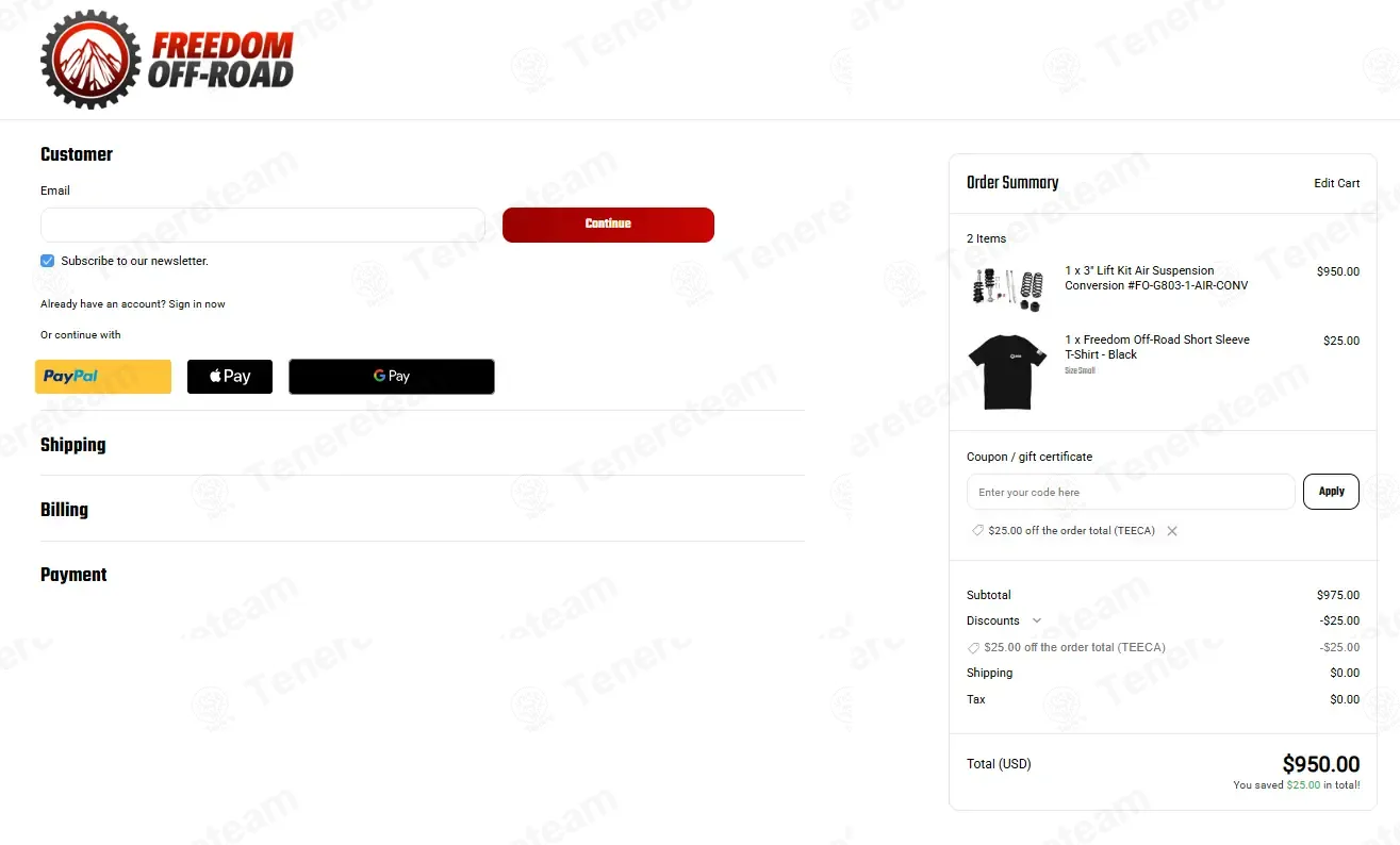 Freedom Off Road USA coupon code: 100% off with TEECA. Tested and valid as 1 month ago.