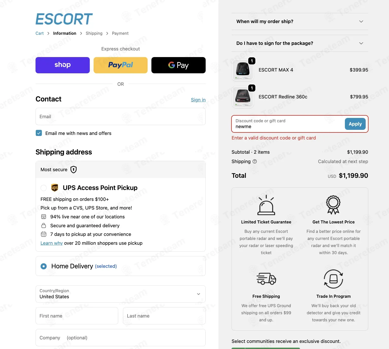 Escort Radar coupon code: 20% off with newme. Tested and valid as 2 months ago.