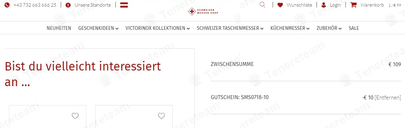 Schweizer Messer Shop AT coupon code: €10 off with SMS0718-10. Tested and valid as 1 year ago.