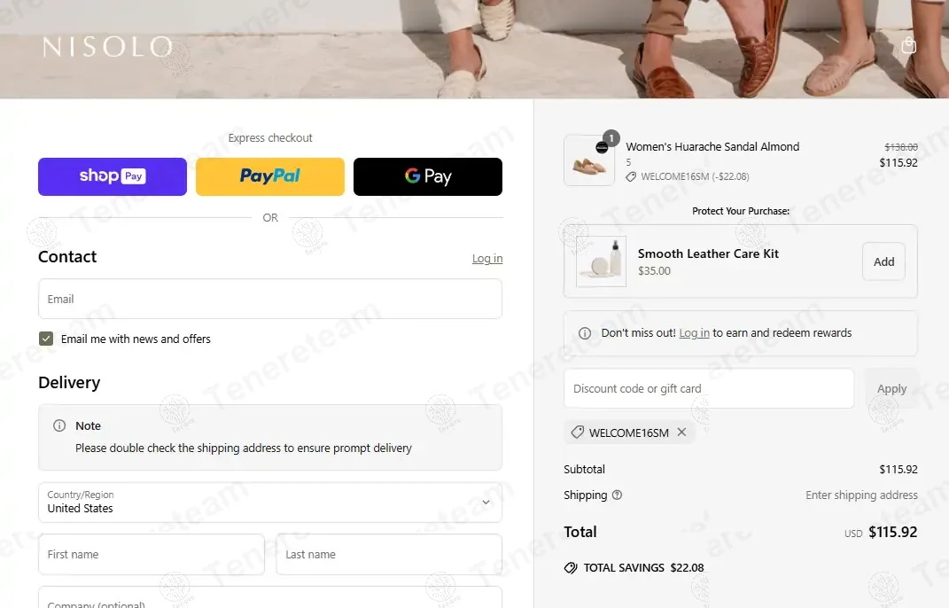 Nisolo coupon code: 16% off with WELCOME16SM. Tested and valid as 1 year ago.