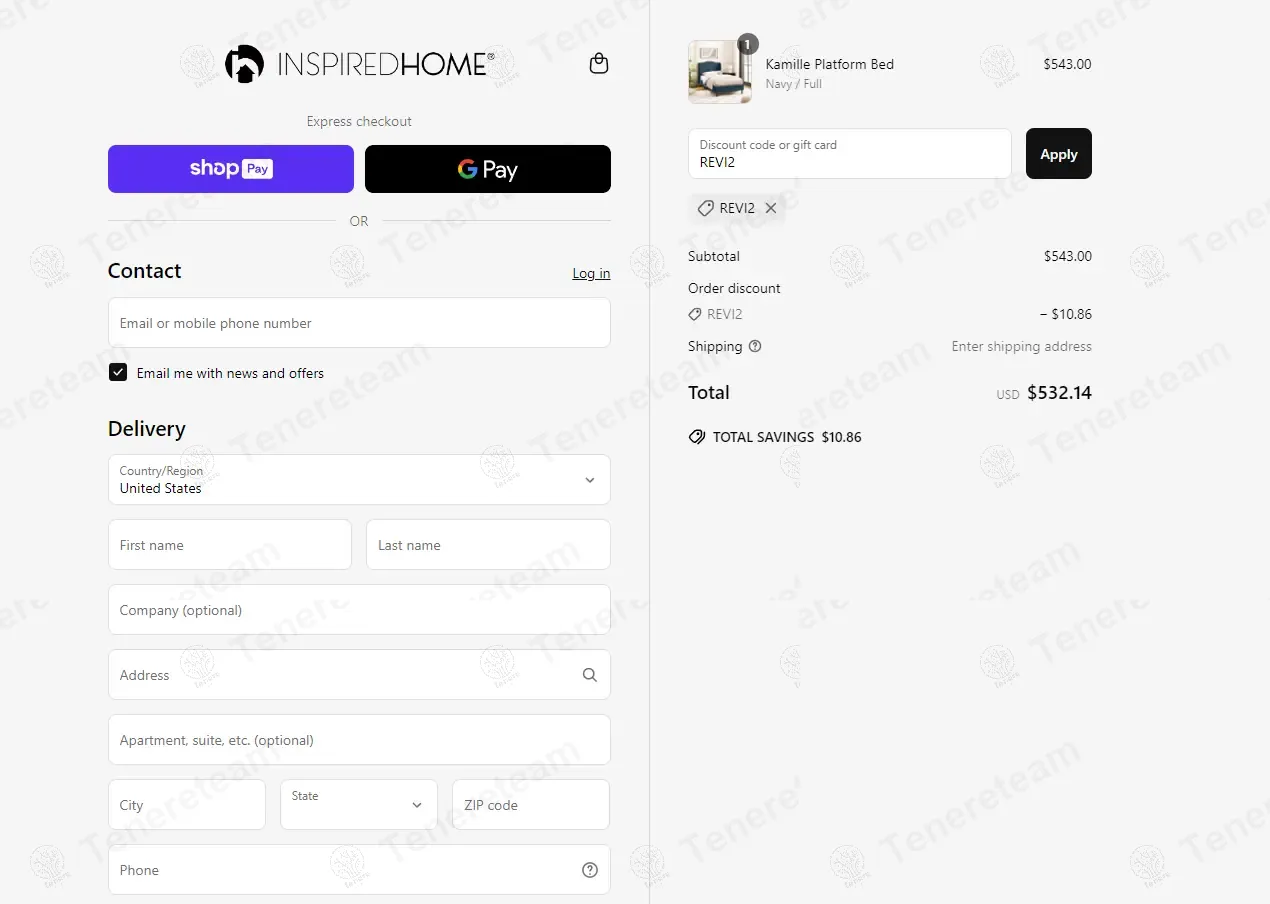 Shop Inspired Home coupon code: 10% off with IGFB10. Tested and valid as 9 months ago.