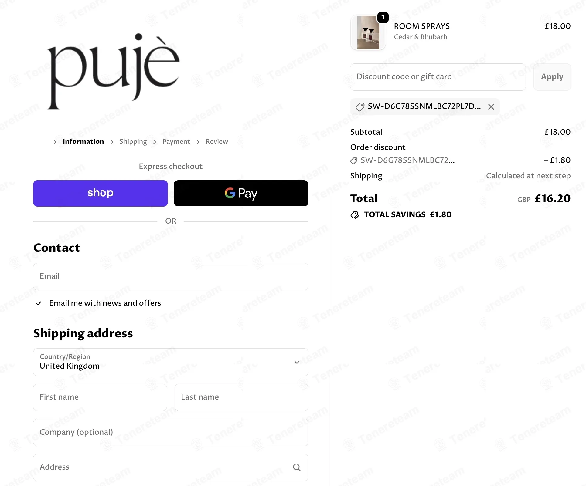 Puje Home apply coupon code