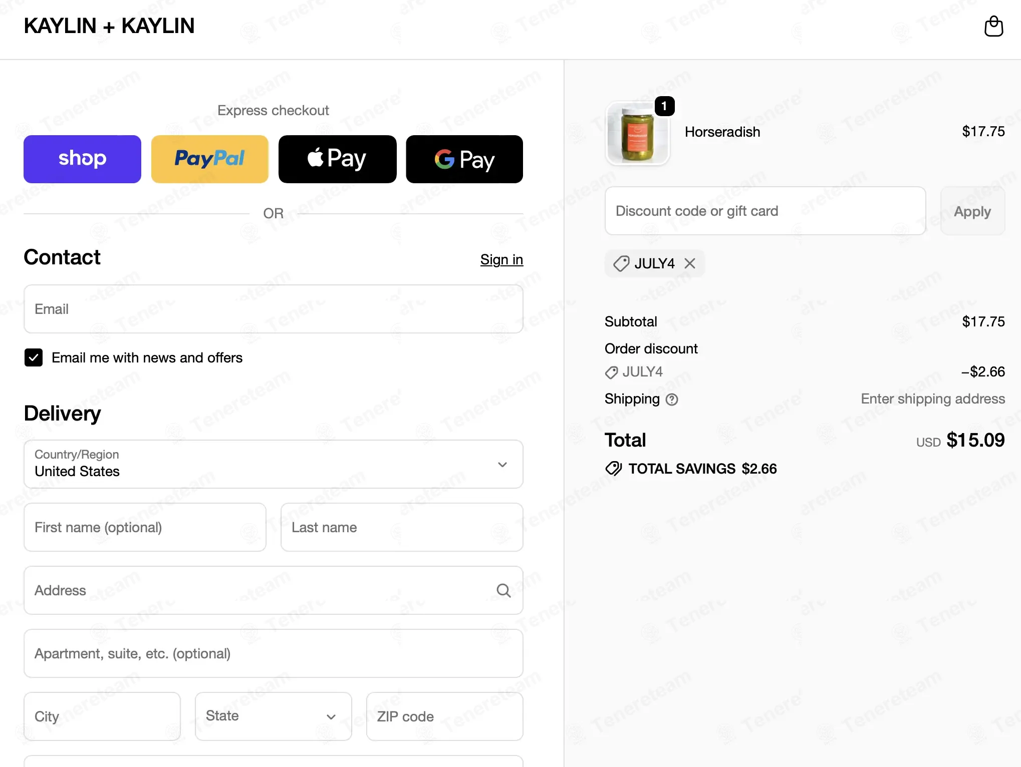 Kaylin and Kaylin coupon code: 15% off with JULY4. Tested and valid as 1 month ago.