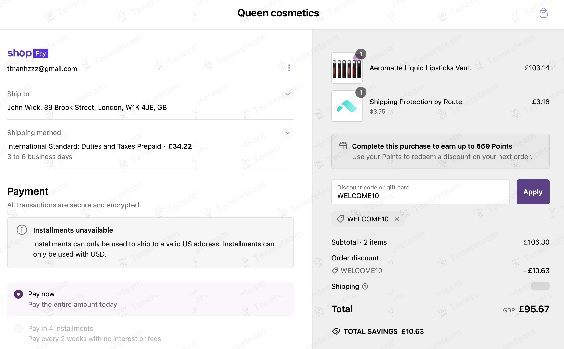 Queen Cosmetics apply coupon code