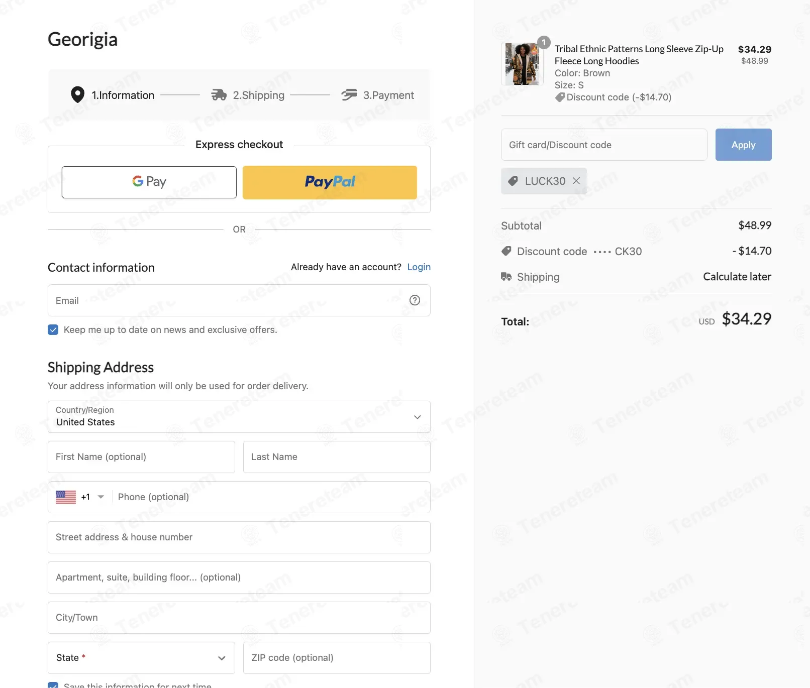 Georigia coupon code: 30% off with LUCK30. Tested and valid as 1 day ago.