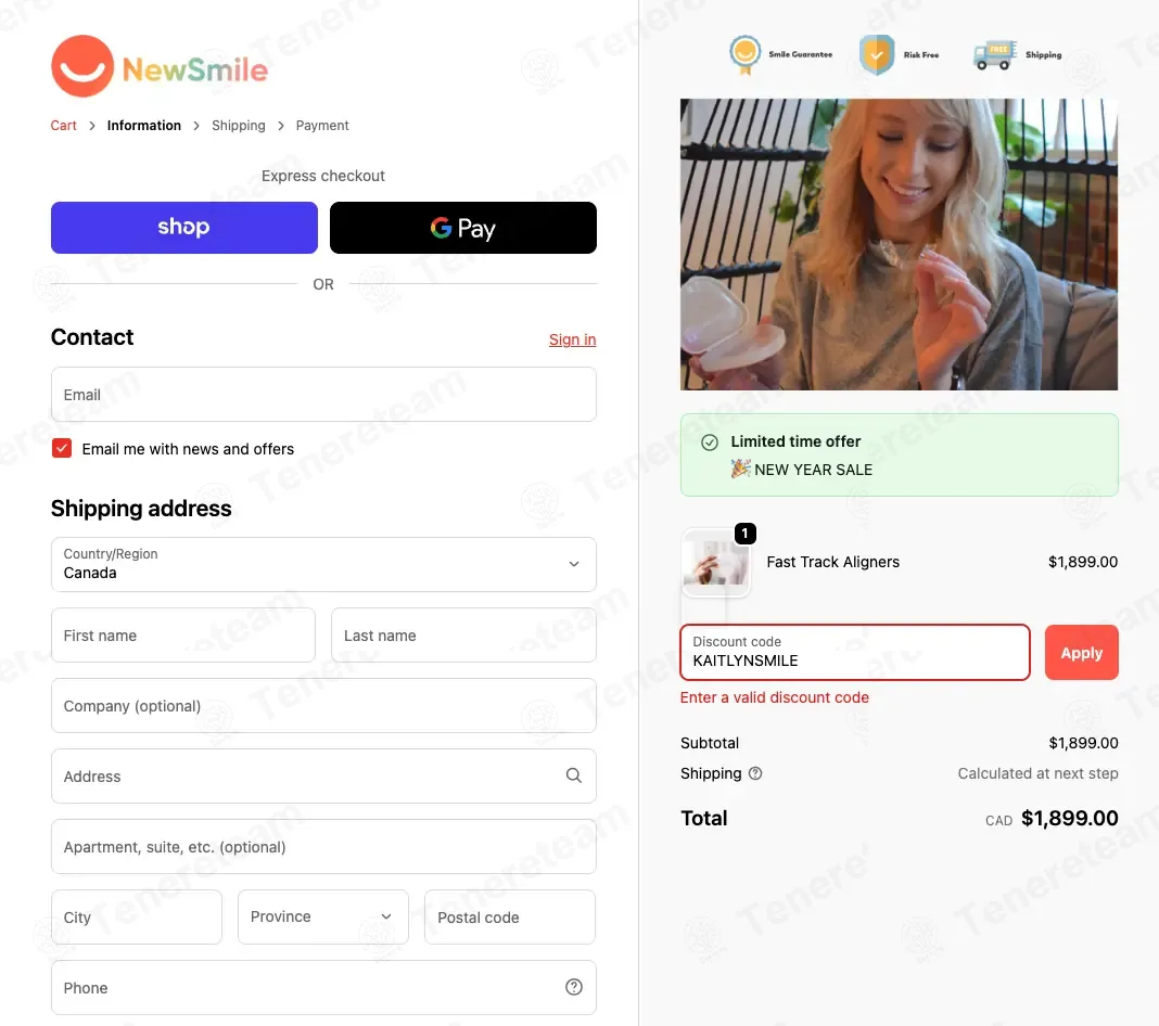 New Smile Life CA coupon code: 25% off with KAITLYNSMILE. Tested and valid as 5 months ago.