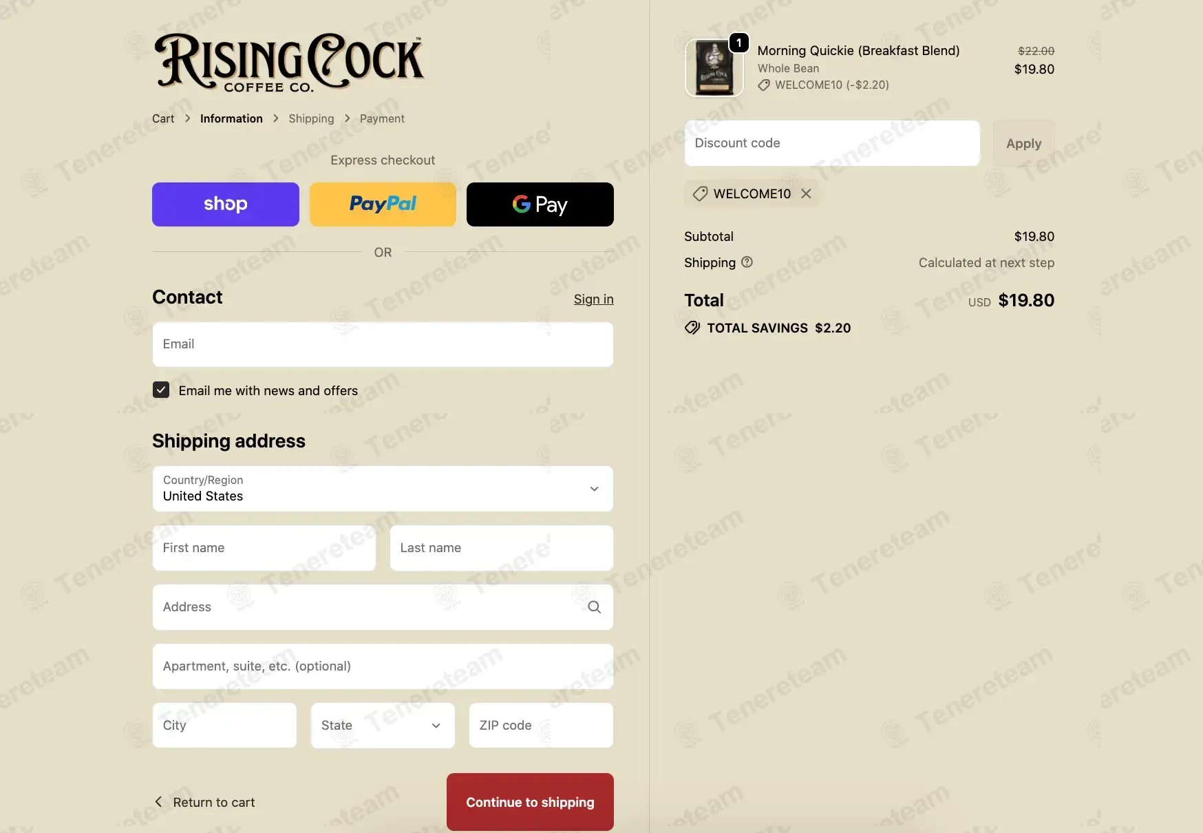 Rising Cock Coffee coupon code verified as working at checkout