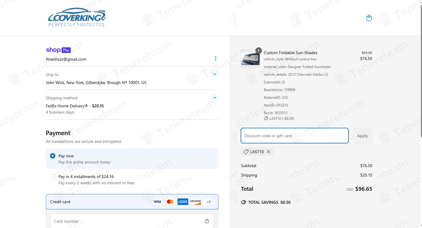 Coverking coupon code: 10% off with LAST10. Tested and valid as 1 year ago.