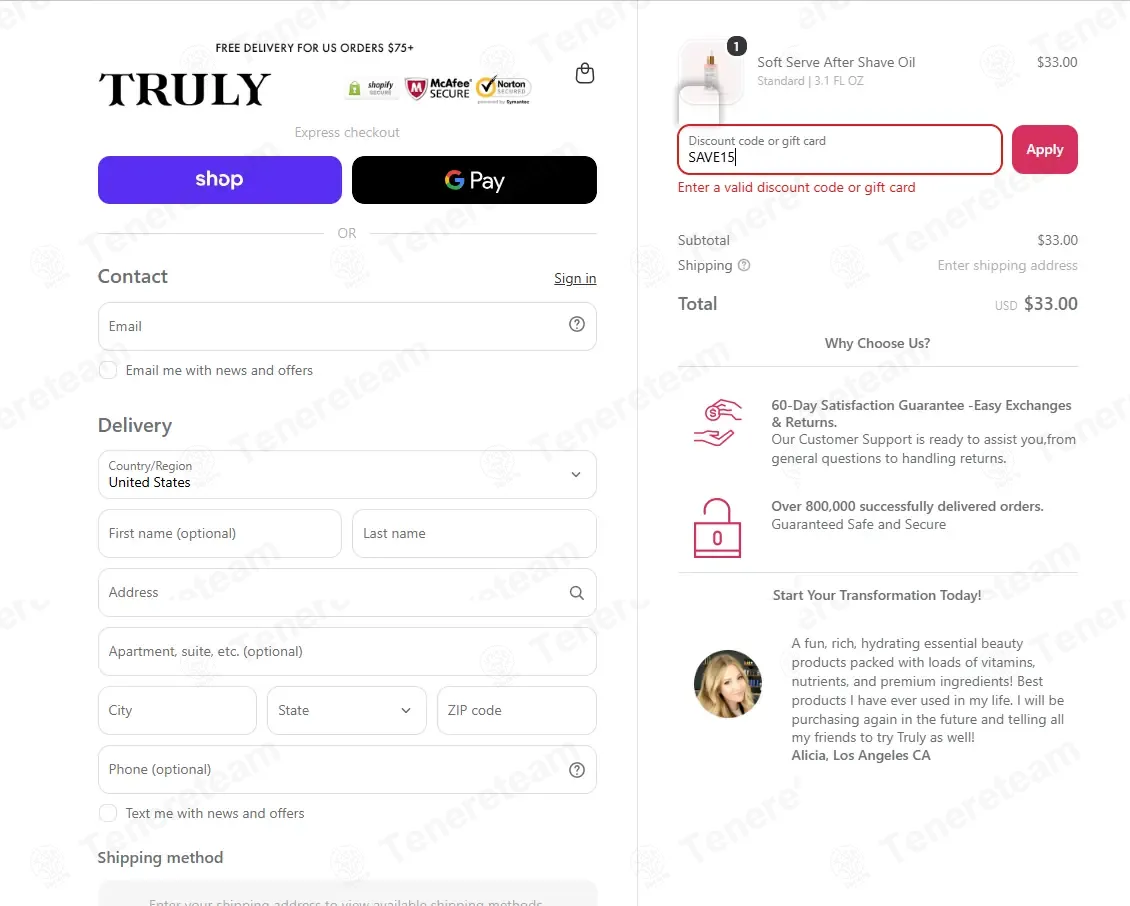 Truly Beauty coupon code: 15% off with SAVE15. Tested and valid as 2 weeks ago.