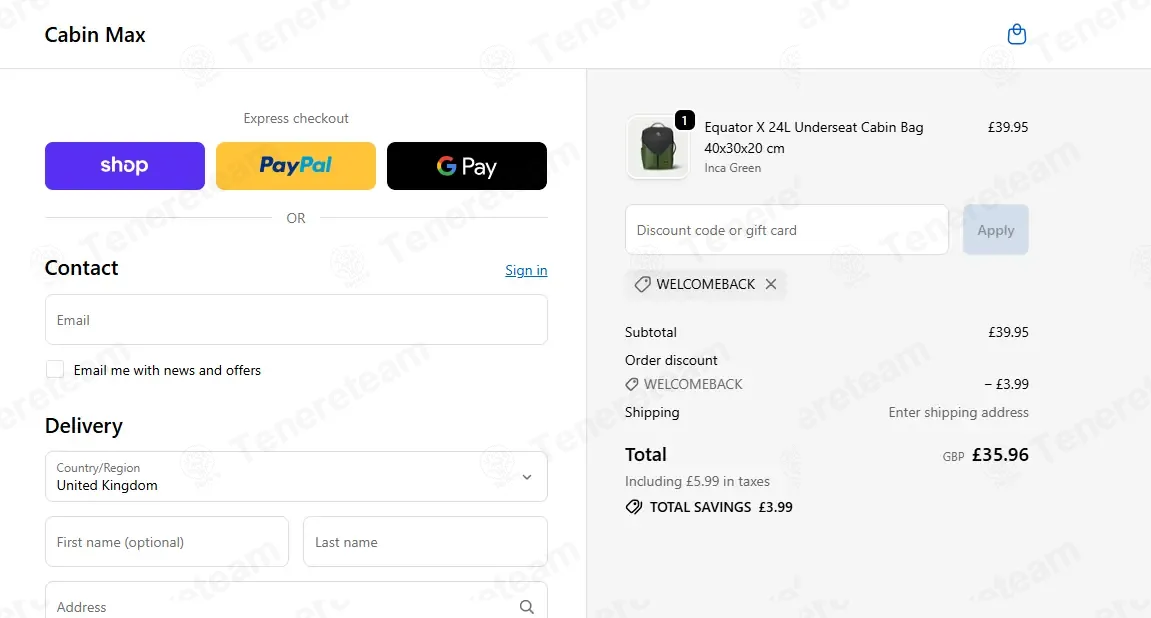 Cabin Max coupon code: 10% off with WELCOMEBACK. Tested and valid as 7 months ago.
