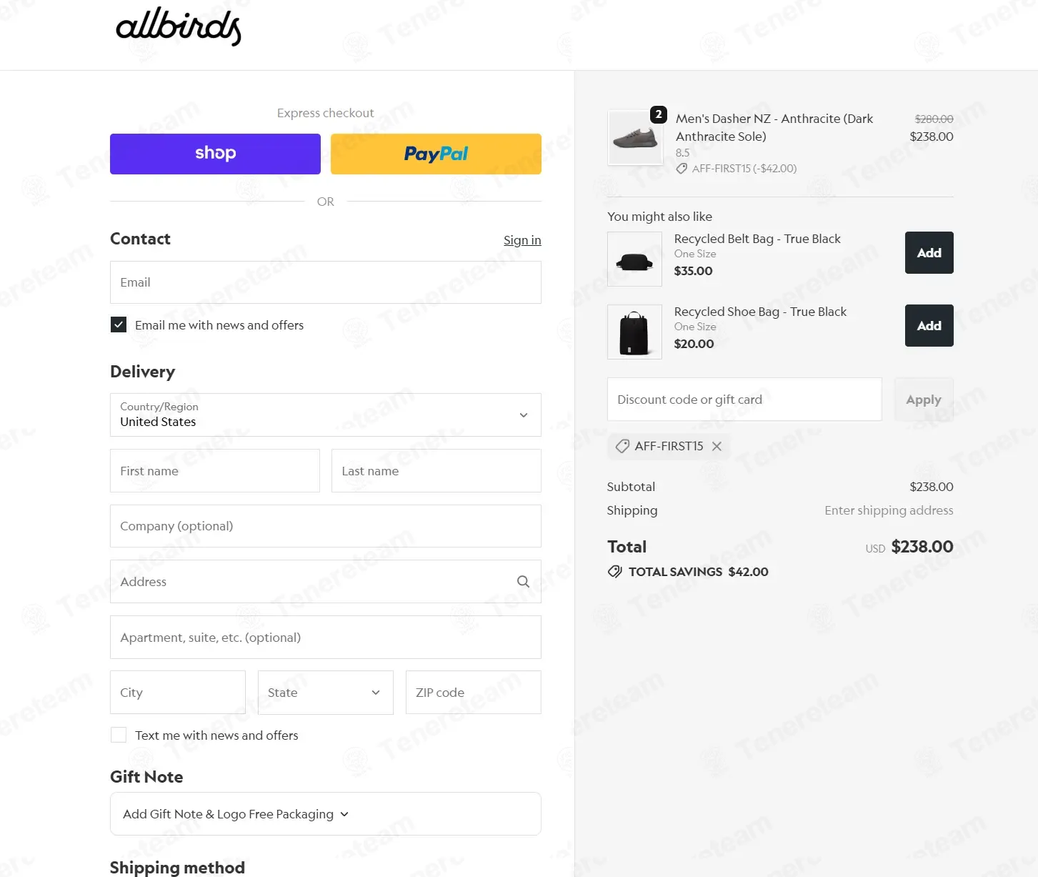 Allbirds coupon code: 15% off with AFF-FIRST15. Tested and valid as 1 week ago.