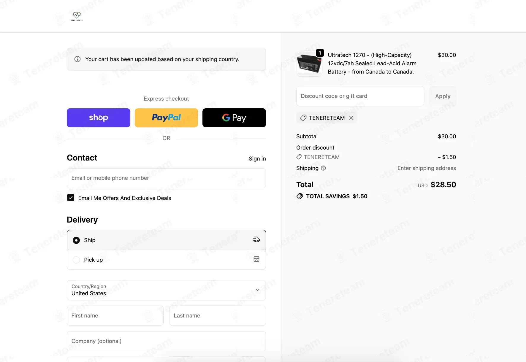 Relaxacare coupon code: 5% off with TENERETEAM. Tested and valid as 4 months ago.