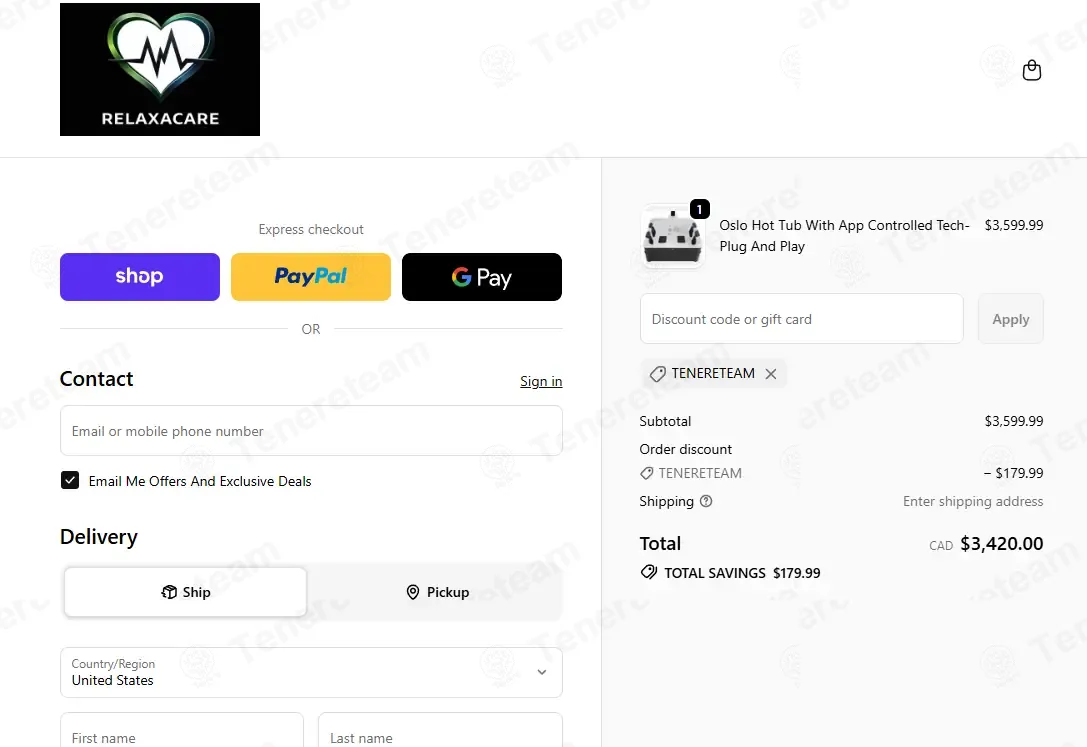 Relaxacare coupon code: 5% off with TENERETEAM. Tested and valid as 4 months ago.