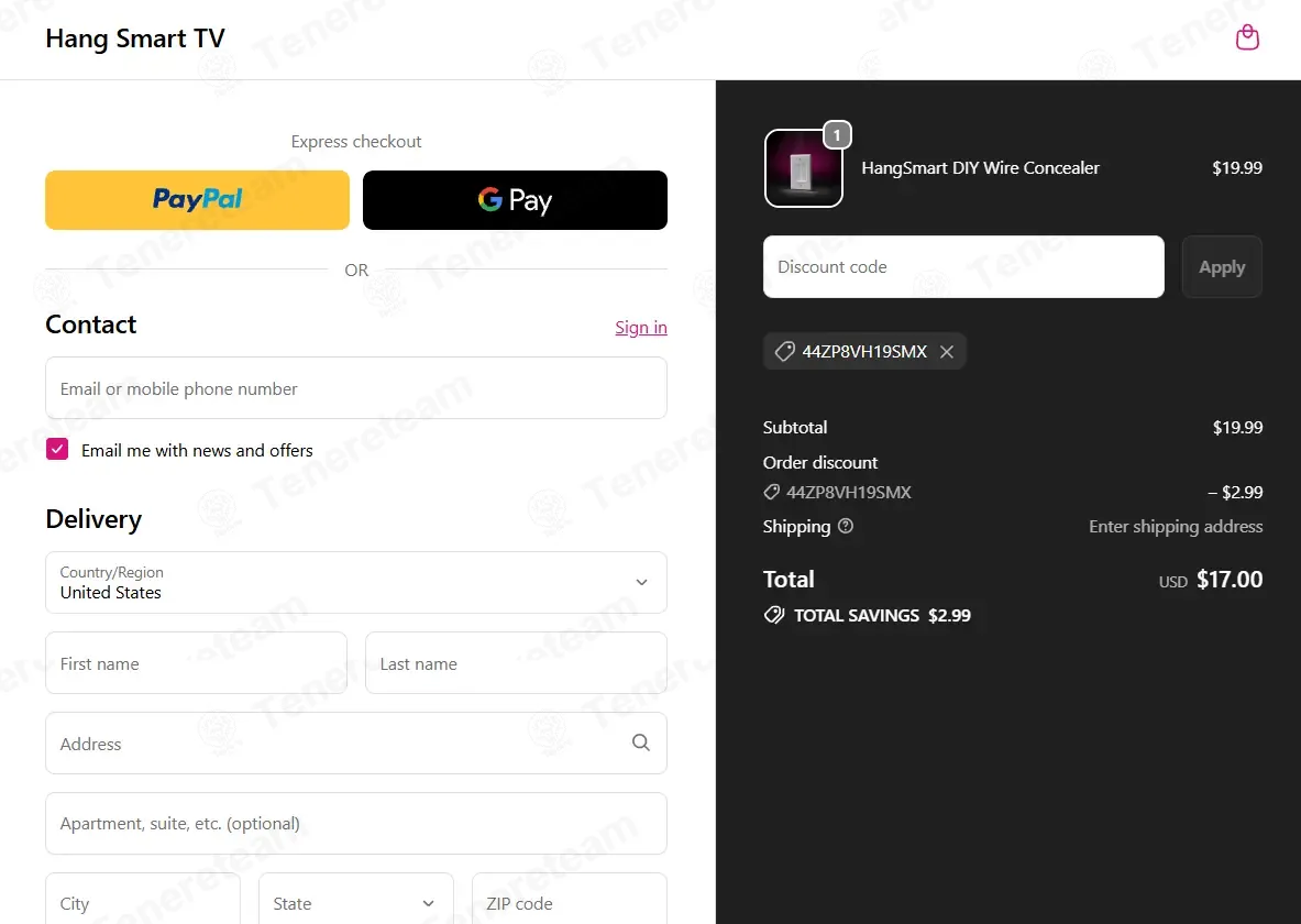 Hang Smart TV coupon code verified as working at checkout