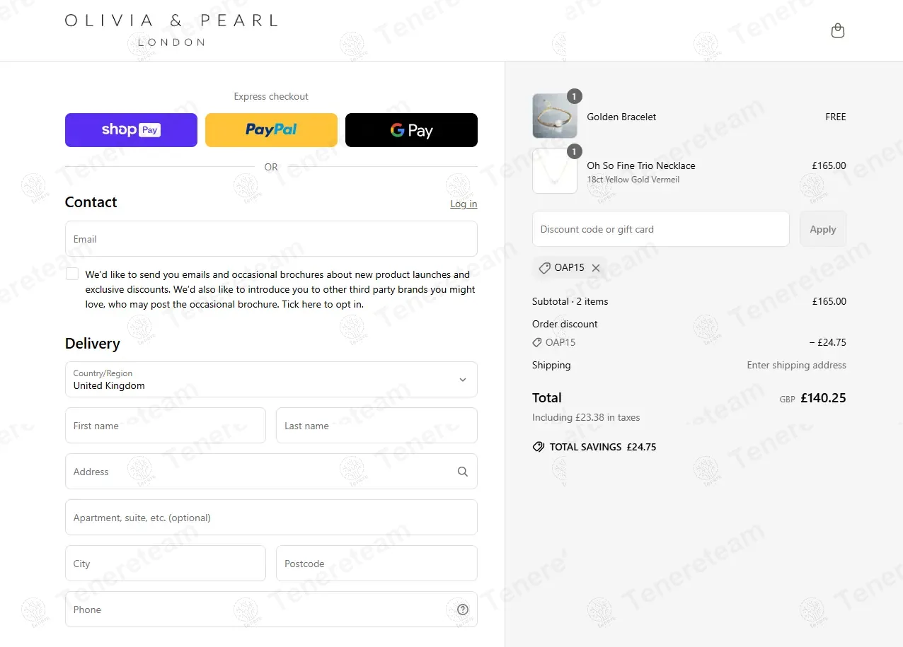 Olivia and Pearl coupon code: 15% off with OAP15. Tested and valid as 11 months ago.