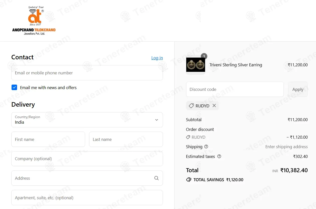 At Jewels IN coupon code: 10% off with rudyd. Tested and valid as 11 months ago.