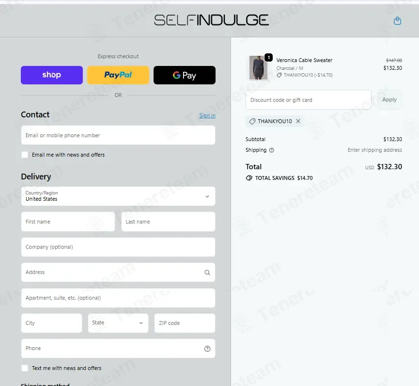 Self-Indulge coupon code: 10% off with THANKYOU10. Tested and valid as 2 days ago.