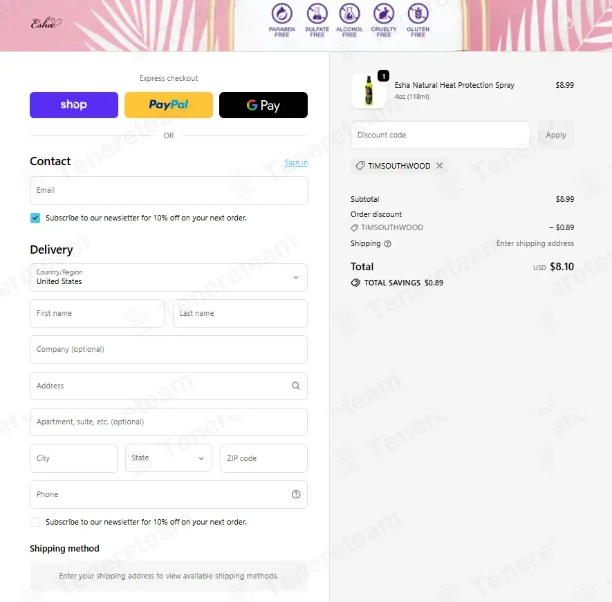 Esha Girl coupon code: 10% off with TIMSOUTHWOOD. Tested and valid as 1 month ago.