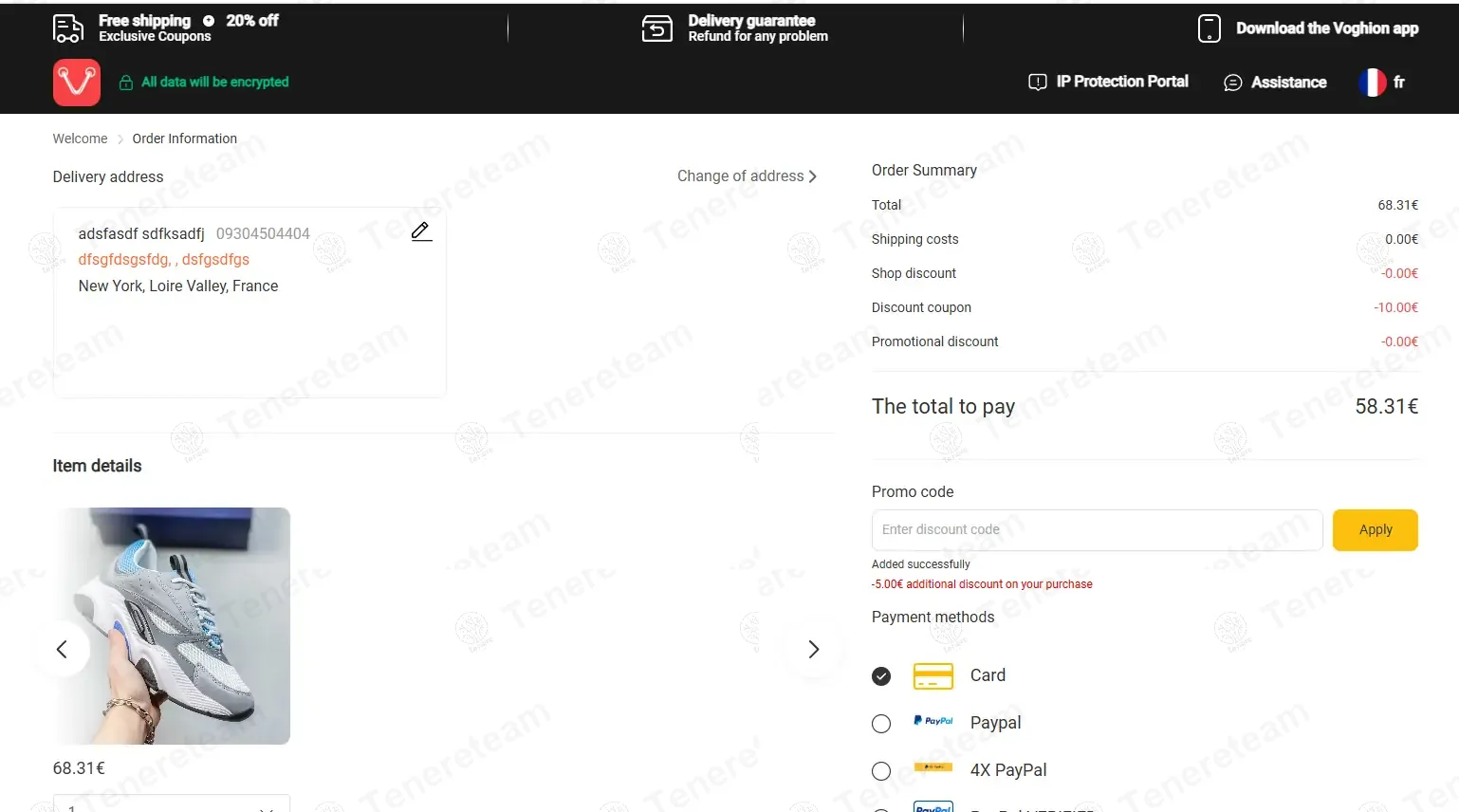 Voghion FR coupon code: €5 off with RT5. Tested and valid as 1 year ago.