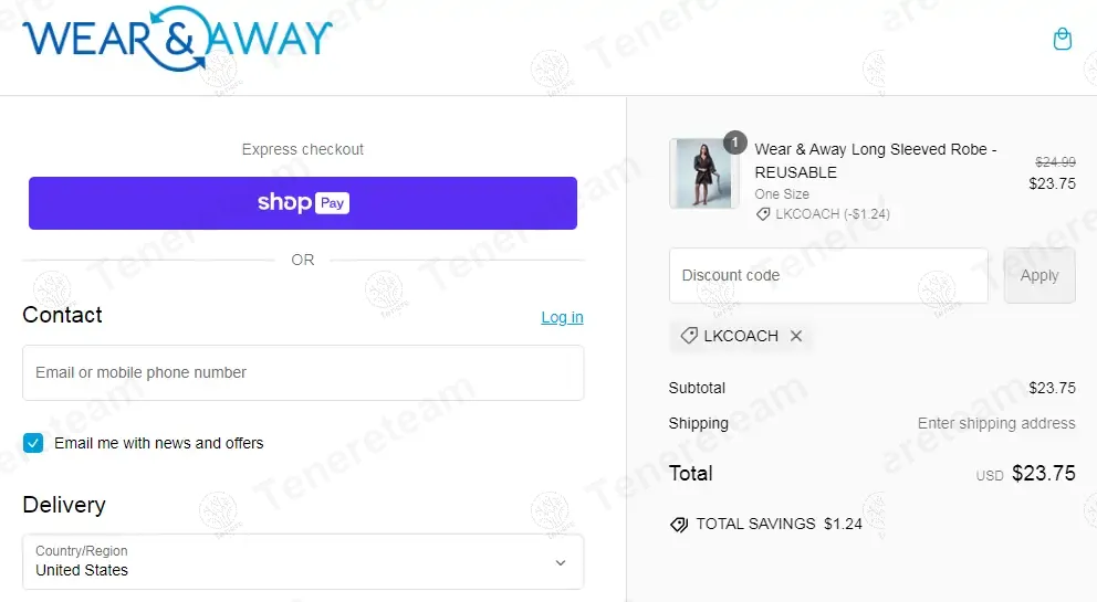 Wear and Away coupon code: 5% off with LKCOACH. Tested and valid as 1 year ago.