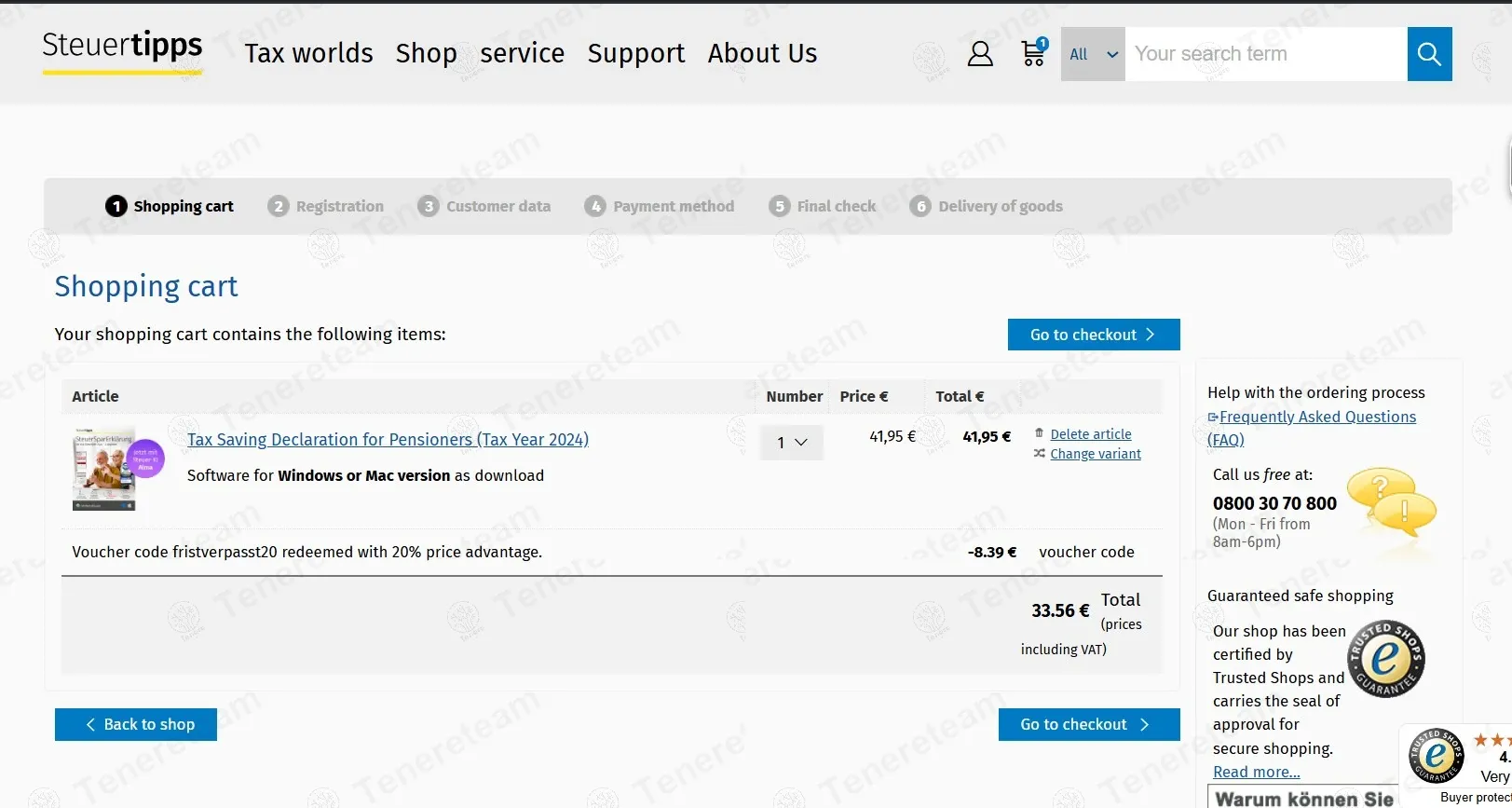 Steuertipps DE coupon code: 20% off with FRISTVERPASST20. Tested and valid as 9 months ago.