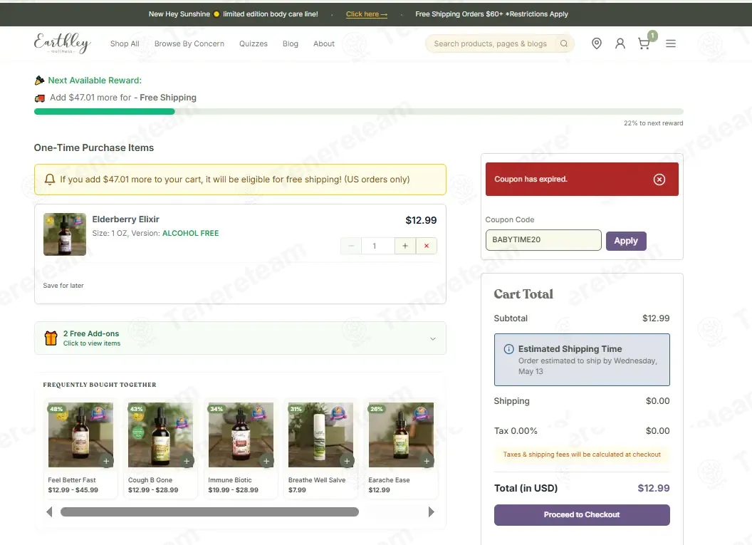 Earthley coupon code: 20% off with BABYTIME20. Tested and valid as 3 months ago.