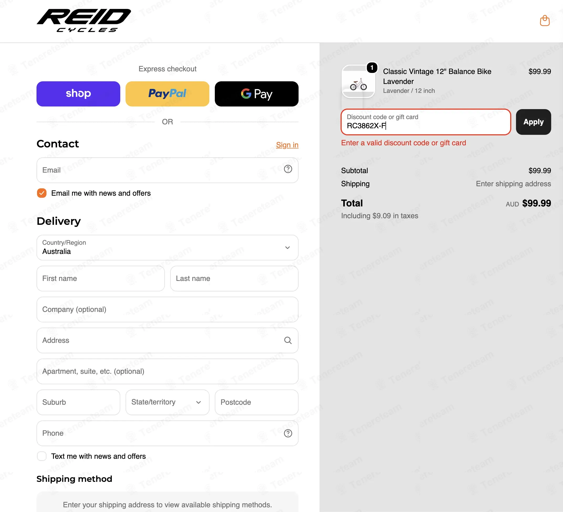 Reid Cycles coupon code: $20 off with RC3862X-F. Tested and valid as 6 days ago.