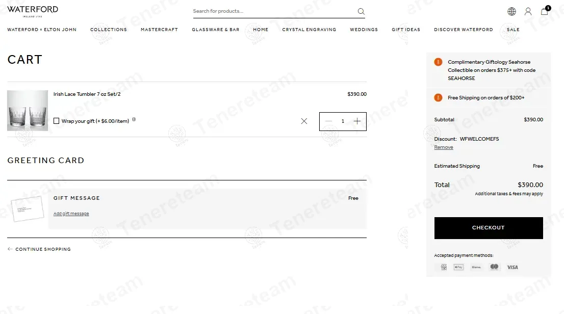 Waterford coupon code: Sale off with WFWELCOMEFS. Tested and valid as 1 month ago.