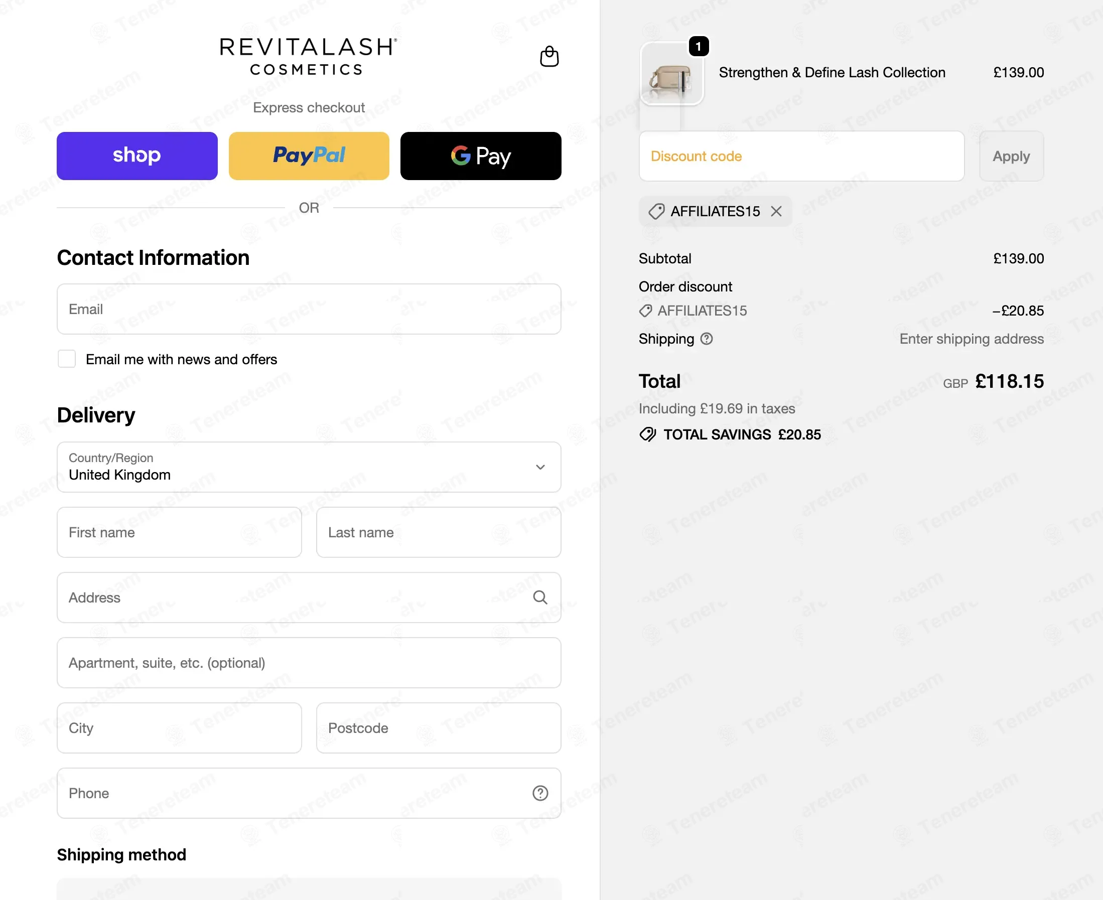 RevitaLash UK coupon code: 15% off with AFFILIATES15. Tested and valid as 8 months ago.