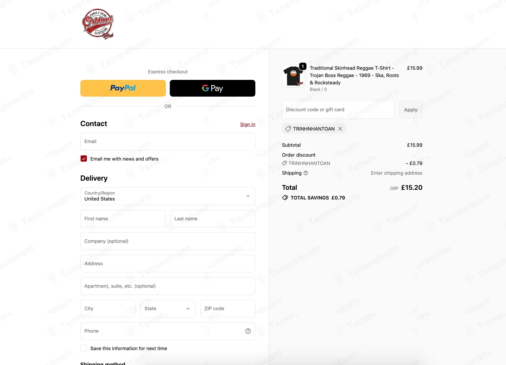 Oxblood Clothing coupon code: 5% off with TRINHNHANTOAN. Tested and valid as 1 month ago.