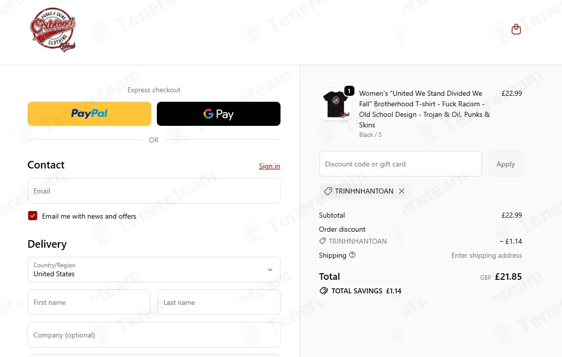 Oxblood Clothing coupon code: 5% off with TRINHNHANTOAN. Tested and valid as 1 month ago.