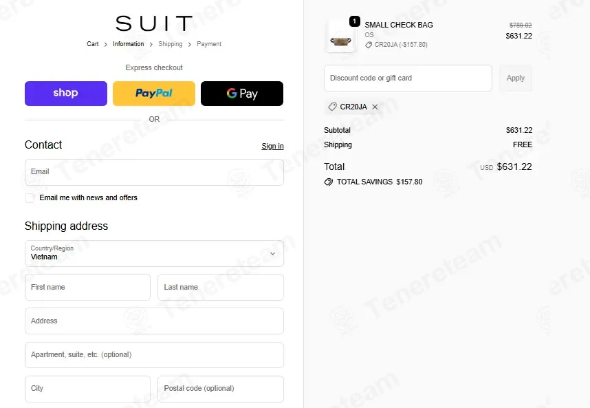 Suitnegozi coupon code: 20% off with CR20JA. Tested and valid as 4 weeks ago.