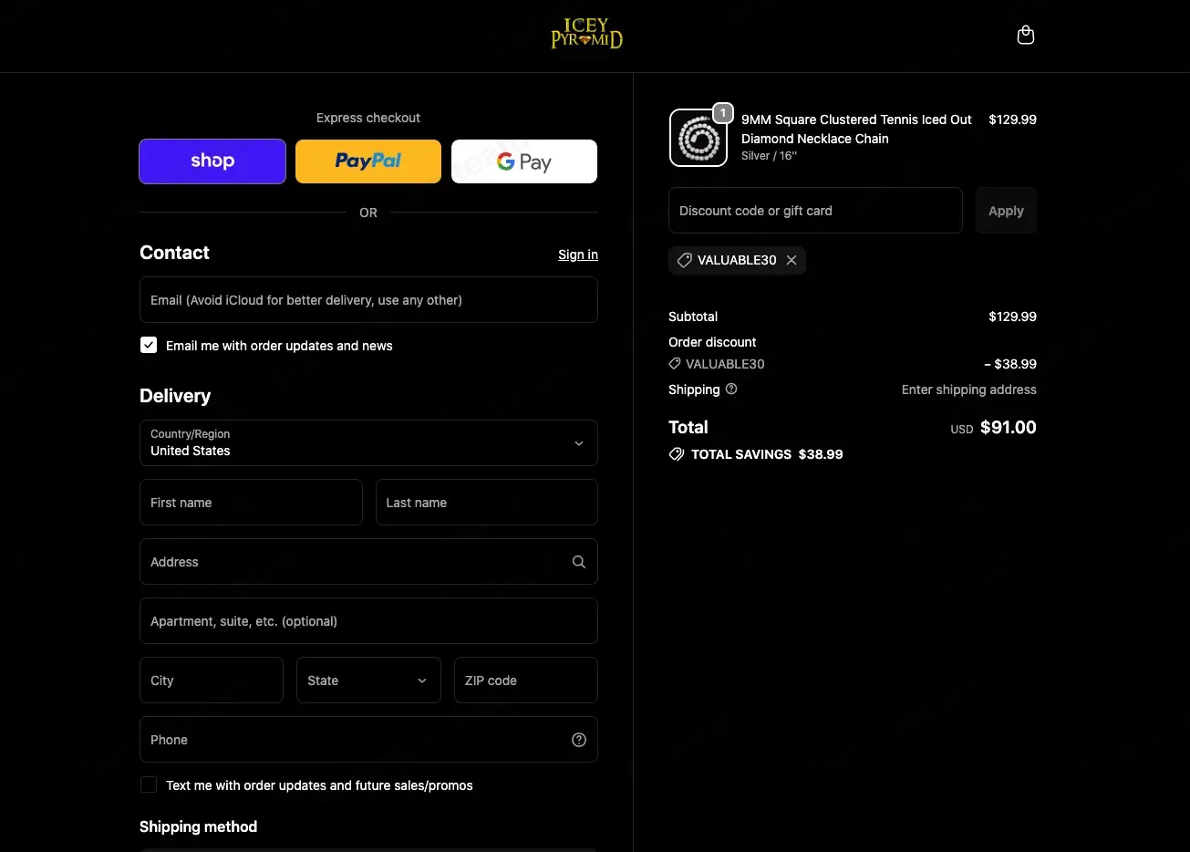 Icey Pyramid coupon code verified as working at checkout