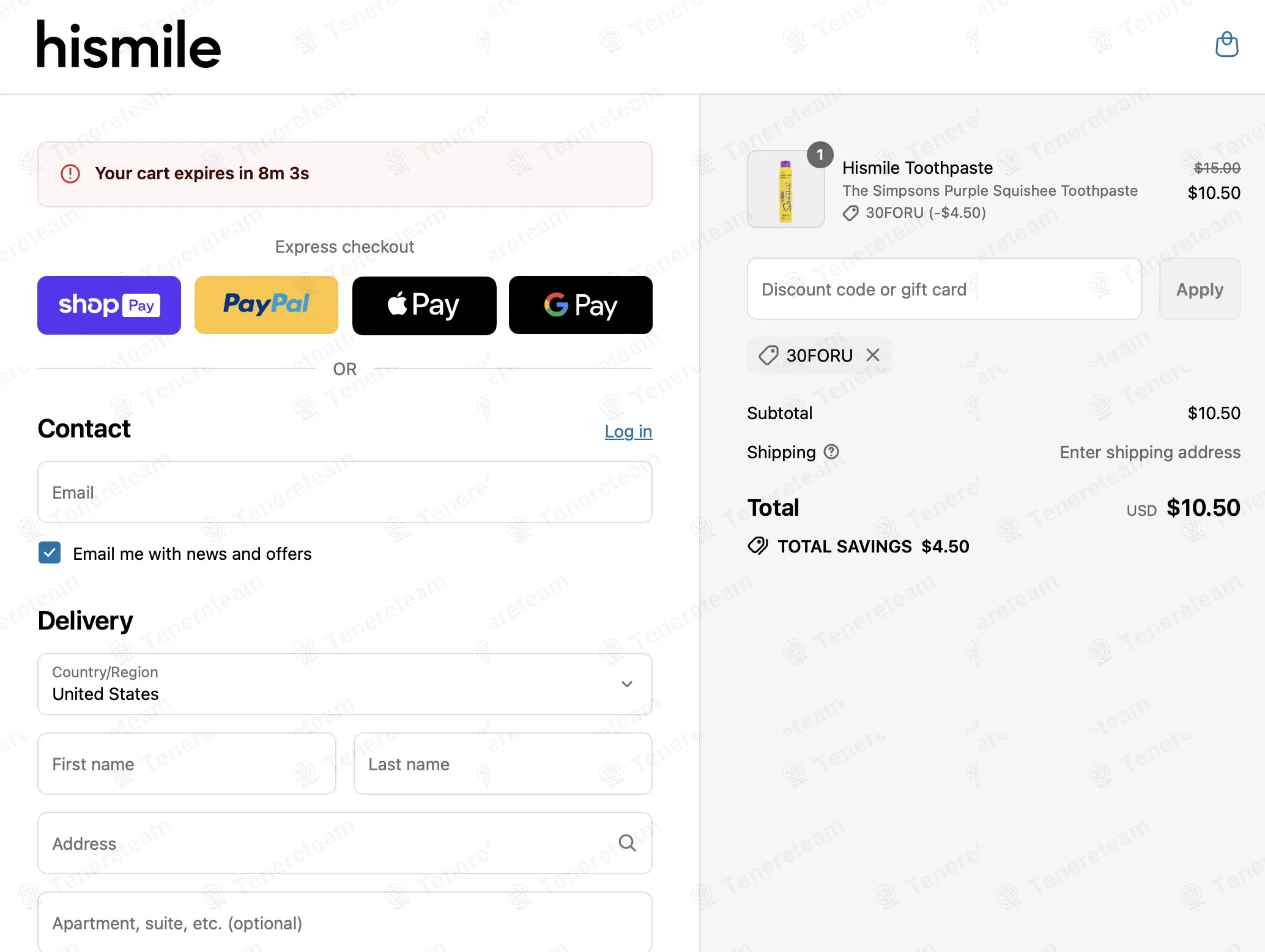 Hismile Canada coupon code: 30% off with 30FORU. Tested and valid as 8 months ago.