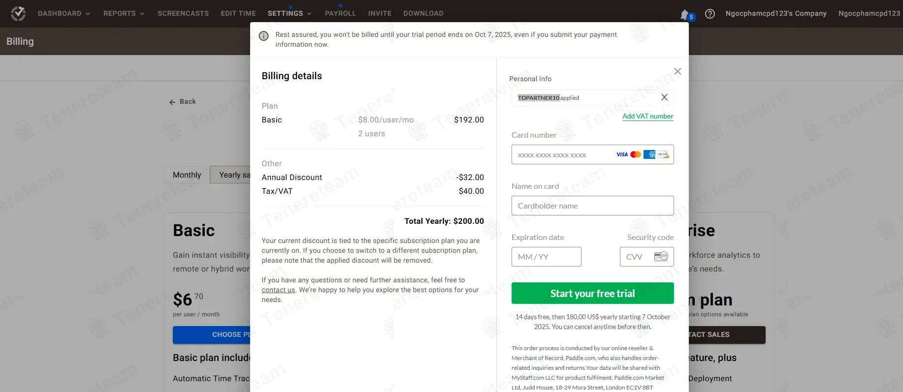 Time Doctor coupon code: 10% off with tdpartner10. Tested and valid as 11 months ago.