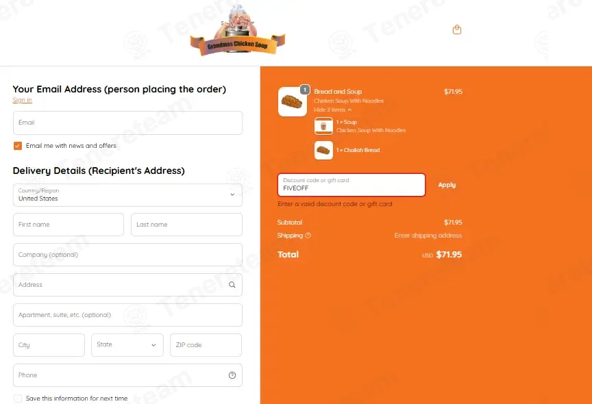 Grandmas Chicken Soup coupon code: $5 off with FIVEOFF. Tested and valid as 1 month ago.