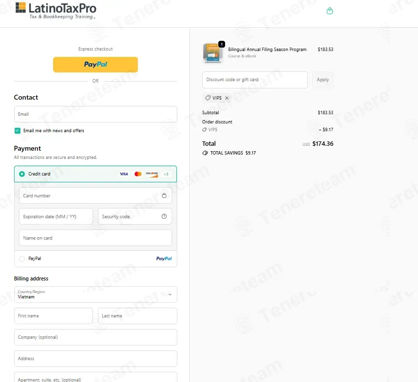 Latino Tax Pro coupon code: 5% off with VIP5. Tested and valid as 1 month ago.
